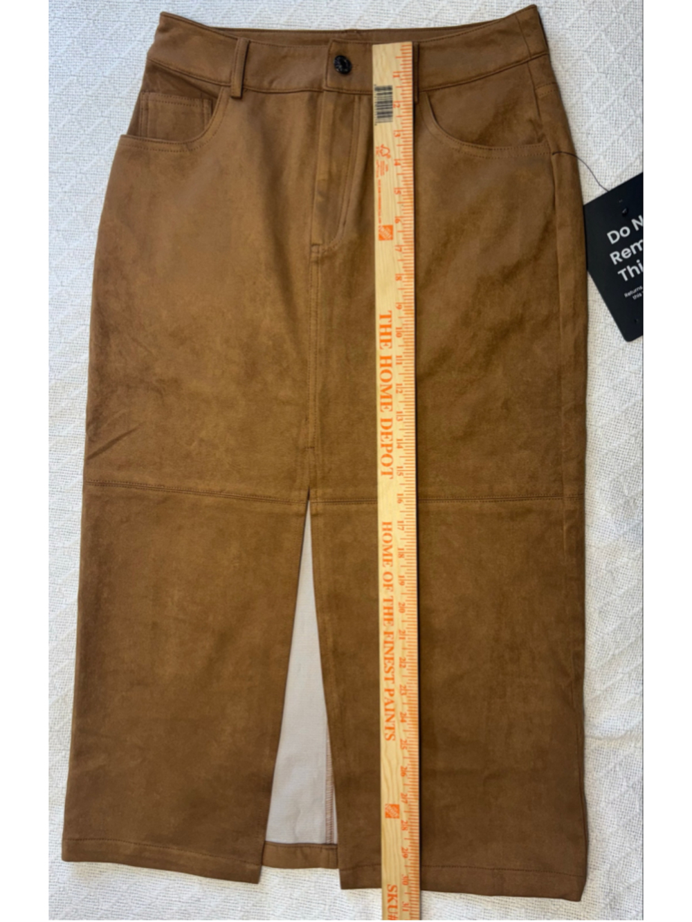 Lulus Faux Suede Midi Skirt NWT Size Small Brown Front Slit Camel Tan Western - Picture 4 of 9